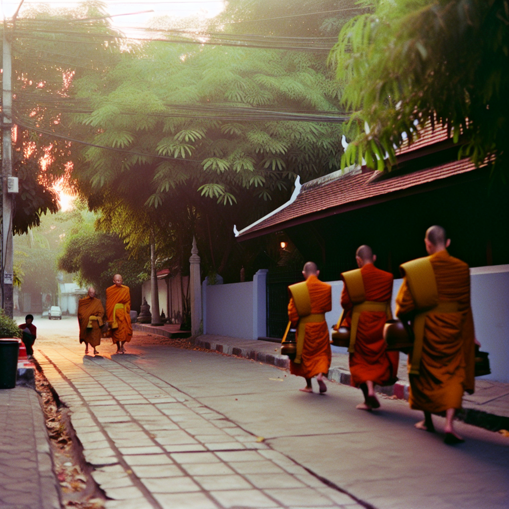 Chùa Phật giáo buổi sáng Bangkok