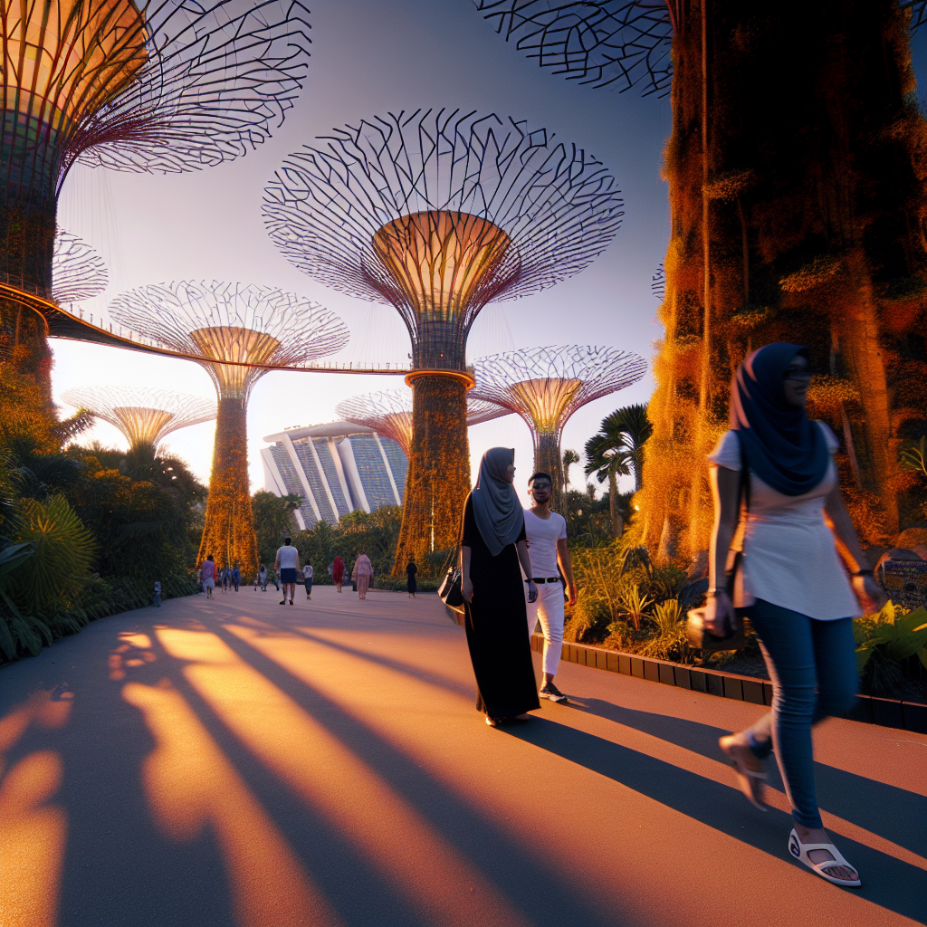 Supertrees Gardens by the Bay Singapore buổi tối