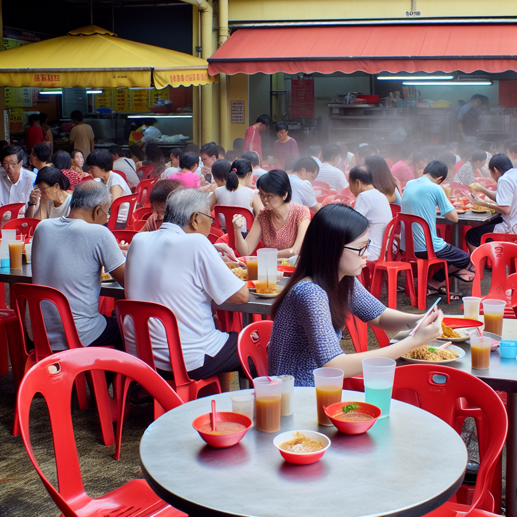Ăn trưa hawker centre Singapore