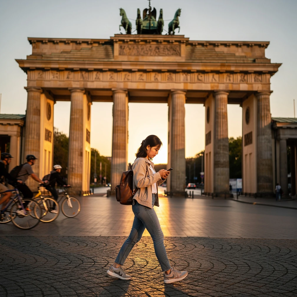 Sinh viên Việt Nam tại Cổng Brandenburg Berlin